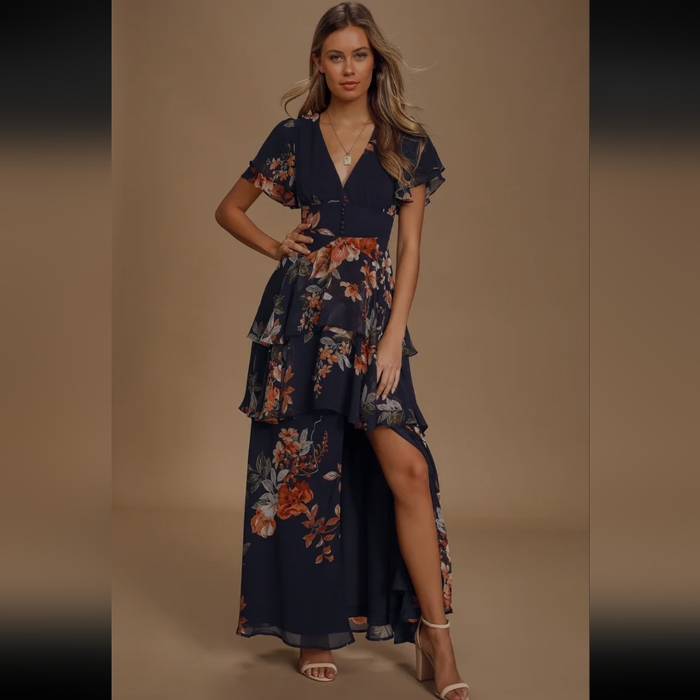 Lulus navy floral dress